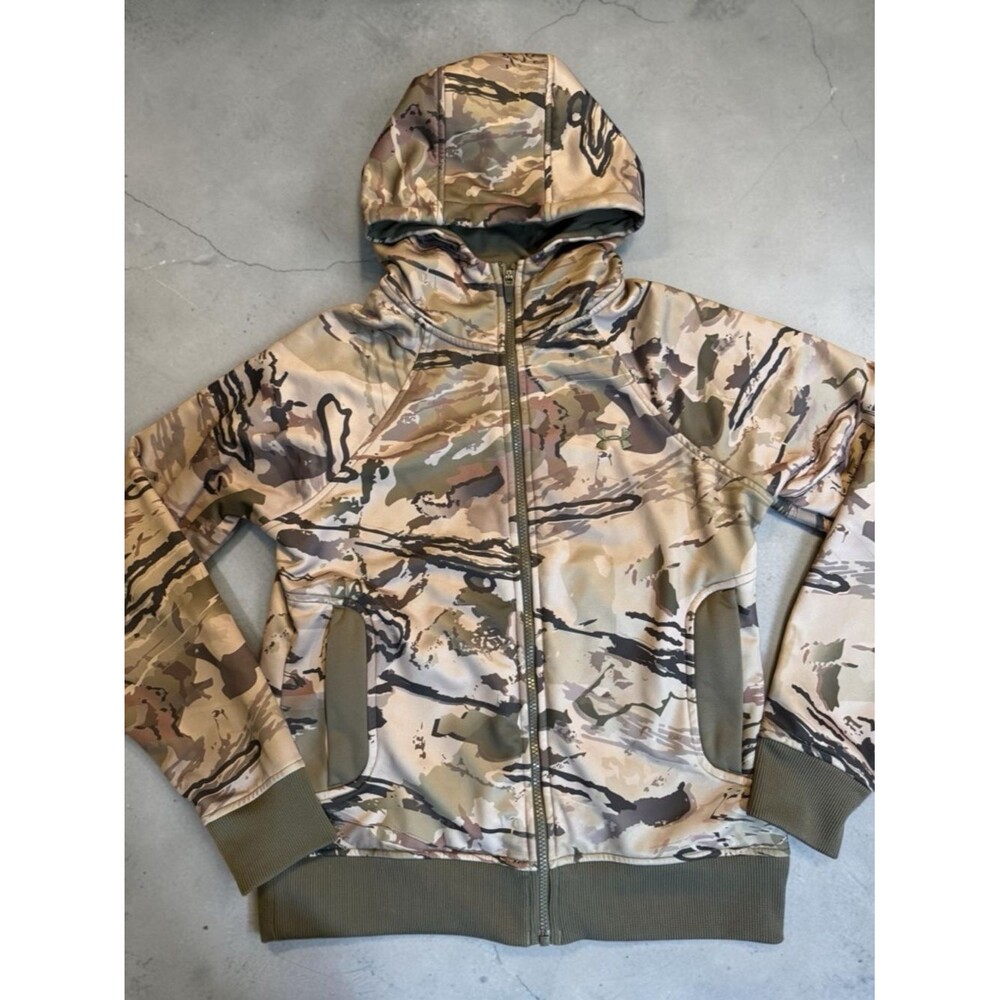 Under Armour Women's Camo Full-Zip Hoodie Jacket | Barren Camo/Tan Size Small - Picture 1 of 11